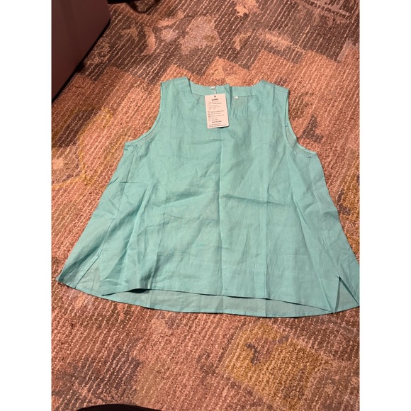 Iximo Sleeveless Linen Blend Top Flowy A Line Mint Green Casual Summer Blouse - Picture 1 of 4